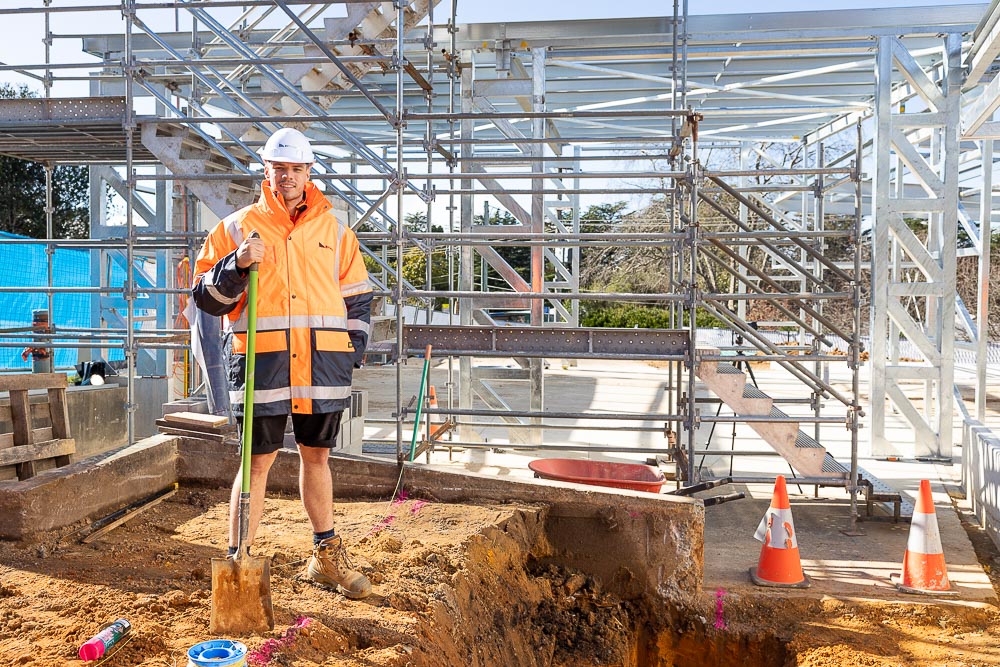 Matt Cox on a construction site
